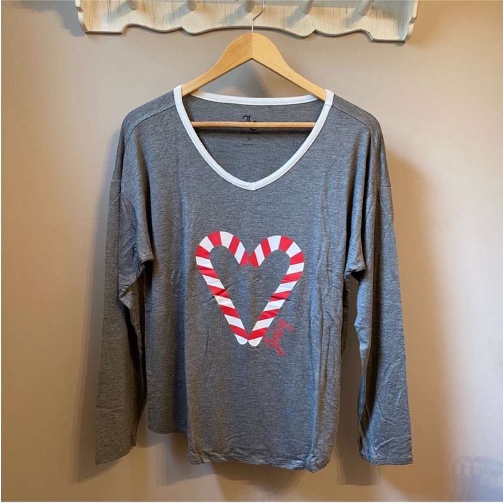 Juicy Couture NWT 2-Piece Christmas Pajama Set Gray Red & White ~price is firm - Picture 4 of 11